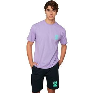Trendyol Lilac Heren Relaxed T-shirt, Lila.