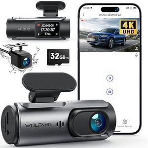 WOLFANG 4 K/2,5 K dashcam auto voor en achter, wifi, autocamera met 32 G SD-kaart, groothoek 170 graden, G-sensor, parkeermodus 24 uur, nachtzicht, opname