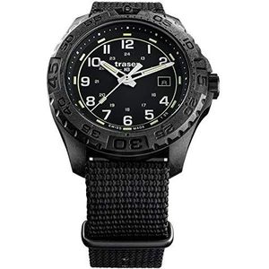 Traser Heren analoog kwarts horloge met nylon armband 108673, zwart, armband, zwart., Armband