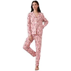 Trendyol Ensemble de pyjama en tricot pour femme avec slogan, Multicolore, S