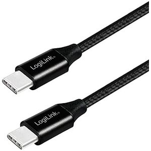 LogiLink USB 2.0 verbindingskabel, USB (type C) naar USB (type C) zwart, 1m