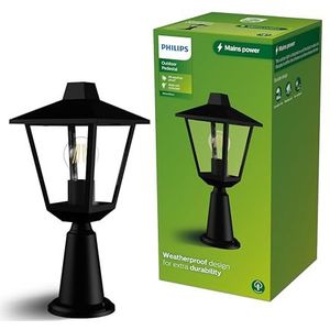 Philips Kinno Sokkellamp - Buitenlamp - Zwart - E27 fitting - Maximaal 25 W - Weerbestendig; IP44