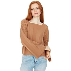 Trendyol Effen oversized trui met boothals, trainingspak voor dames (1 stuk), Beige