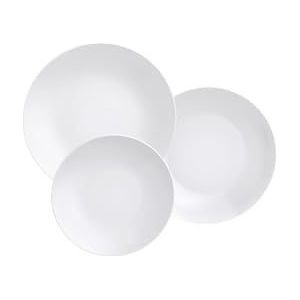 Tramontina - Set platte borden 25 cm, hol 21 cm en dessertborden 19 cm van Leonora porselein, 12 stuks