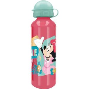 Disney Minnie Mickey Mouse roze aluminium drinkfles 530 ml met tuit en veiligheidssluiting