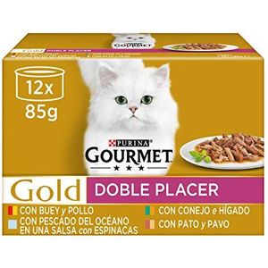 Purina Gourmet Gold Double Plaisir kattenvoer, 8 x [12 x 85 g]