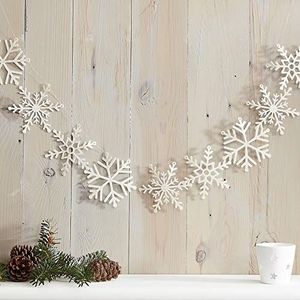 Ginger Ray Kerstslinger, sneeuwvlokdesign, glinsterend, wit