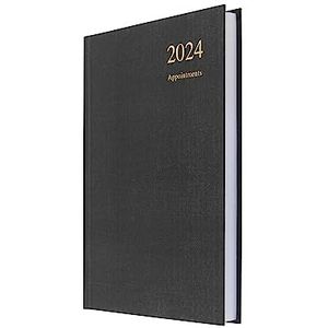 Collins Essential agenda 2024 met afspraken, gerecycled papier, volledig recyclebaar, dagboek 2024, één pagina per dag, milieuvriendelijk, DIN A5, zwart