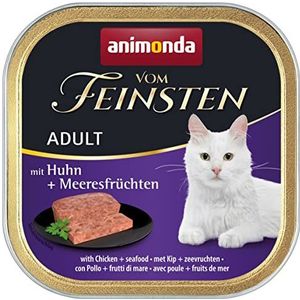 Animonda Vom Feinsten Adult Kattenvoer, Nat Voer Voor Volwassen Katten, Met Kip En Zeevruchten, 32 X 100 G