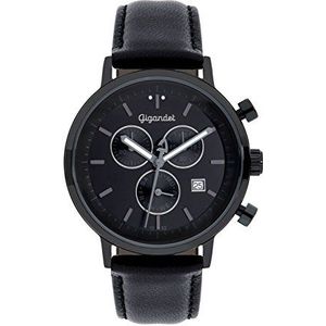 Gigandet Classico G6-007 herenhorloge chronograaf kwarts analoog leren armband zwart, zwart., klassiek