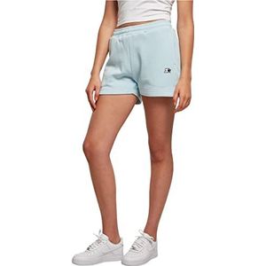 STARTER BLACK LABEL Essential Korte basic shorts voor dames, met geborduurd logo, broekzakken, elastische tailleband, XS-XL, IJsblauw