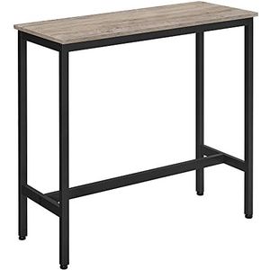 VASAGLE bartafel, keukentafel, aanrecht, rechthoekige bartafel, stabiel metalen onderstel, 100 x 40 x 90 cm, eenvoudig te monteren, smal, industrieel ontwerp, grijs-zwart LBT010B02