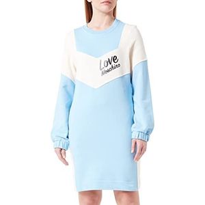 Love Moschino Loose Fit Long-Sleeved with Contrast Color Inserts, Back Sleeves and Italic Logo Print on Front Robe Femme, Beige Sky, 42