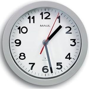 MAUL MAULstep Wandklok, 20 cm, radiogestuurd, elegant, klassiek, voor kantoor, werkplaats, huis, woonkamer, slaapkamer en keuken, zilver