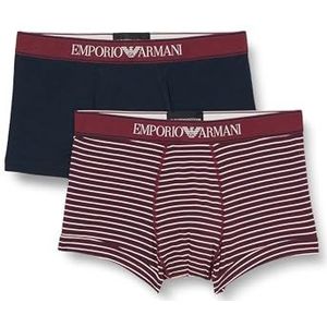 Emporio Armani Emporio Armani Set van 2 boxershorts voor heren, met gekleurde strepen, Trunks (2 stuks), Bourgondië/marineblauw