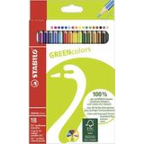 Milieuvriendelijk kleurpotlood - STABILO GREENcolors - 18 stuks - met 18 verschillende kleuren