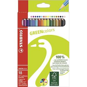 Milieuvriendelijk kleurpotlood - STABILO GREENcolors - 18 stuks - met 18 verschillende kleuren