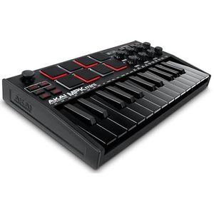 Akai Pro Playstation Mpk Mini MK3 Black - 25 toetsen Usb Midi Keyboard Controller, 8 drumpads met achtergrondverlichting, 8 regelaars, muziekproductiesoftware