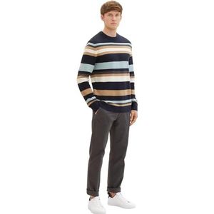 TOM TAILOR Heren trui, 32762 - marineblauw gebreid Multi Stripe, L, 26320-steen blauw