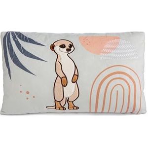 Pluche kussen stokstaartjes 43 x 25 cm blauw - zacht en duurzaam pluche kussen voor jongens, meisjes, baby's - ideaal voor thuis, kleuterschool of onderweg