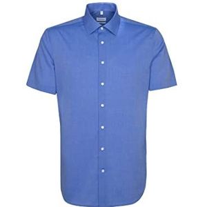 Seidensticker Business overhemd heren strijkvrij slim fit korte mouwen Kent kraag 100% katoen, blauw (middenblauw 14)