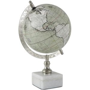 Deco 79 Iron World decoratieve wereldbol met marmeren sokkel, 27,9 x 17,8 cm, wit