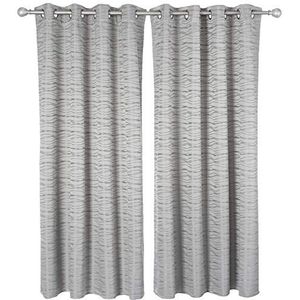 Deconovo Gordijn, ondoorzichtig, voor kinderkamer, motief restaurant, schuimlaag met oogjes, warmte-isolatie, 2 stuks, polyester, lichtgrijs, 140 x 175 cm