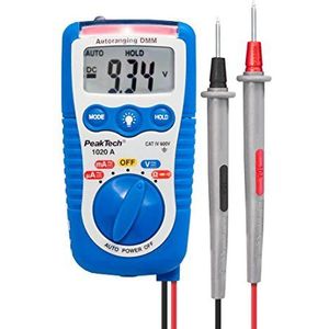 PeakTech 1020 A - bloeddrukmeter met LED-lamp, handmultimeter, data-hold, digitale multimeter, voltmeter, weerstand, elektronische meter, doorgangstester, AC/DC - max. 600 V