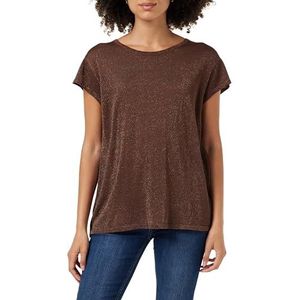 Minus Carlina Gebreid shirt voor dames, Donker kaneelbruin metallic