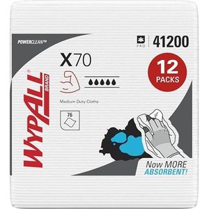 WypAll X70 8387 doeken, 12 verpakkingen à 76 doeken, 4, 1 laags, wit