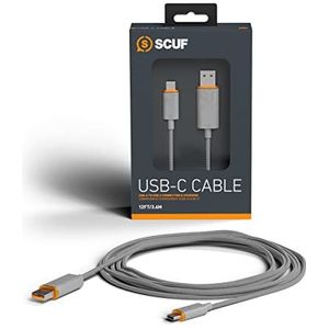SCUF Gevlochten USB-C-kabel, 2 meter/6 voet, USB type C-aansluiting en opladen, voor Xbox-controller, PS5-controller en smartphones, lichtgrijs
