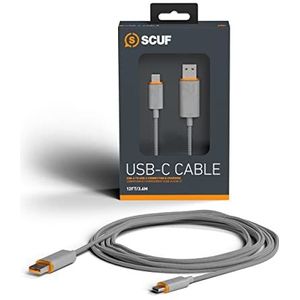 Scuf Gevlochten USB-C-kabel, 2 meter/6 voet, USB type C-aansluiting en opladen, voor Xbox-controller, PS5-controller en smartphones, lichtgrijs