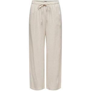 ONLY Onlsiesta Mw Pull-up Linen Bl Pant Pnt stoffen broek voor dames, Lichtbeige