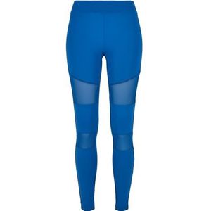 URBAN CLASSICS Tech Mesh Leggings voor dames, transparante mesh-inzetstukken op de benen, elastisch en flexibel materiaal, normale taille, meerdere kleuren, maten: XS - 5XL, Sportief blauw