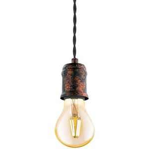 EGLO Yorth Hanglamp, 1 lichtpunt, snoerpendel, vintage, industrieel, hanglamp van staal in zwart-koper, kabel in zwart, eettafellamp, woonkamerlamp hangend met E27-fitting
