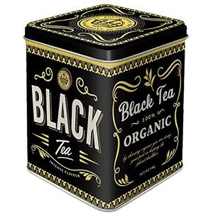 Nostalgic-Art Theedoos Retro zwart - cadeau-idee voor de keuken, opslag van losse thee en theezakjes, vintage design, 100 g