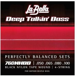 La Bella 760NHBB Deep Talkin' BEATLE BASS Black Nylon Tapewound (voor Höfner Beatle Bass)