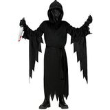 Widmann - Kinderkostuum Magere Hein, jurk met capuchon en masker, riem, Grim Reaper, god van de dood, moordenaar, carnaval, themafeest