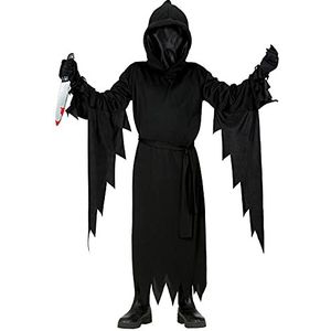 Widmann - Kinderkostuum, Magere Hein, jurk met capuchon en masker, riem, Grim Reaper, god van de dood, moordenaar, carnaval, themafeest