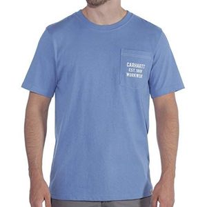 Carhartt Werk-T-shirt voor heren, met grafisch patroon, met zakformaat, Frans blauw