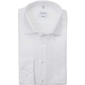 Seidensticker Heren business overhemd slim fit strijkvrije Kent kraag lange mouwen 100% katoen, wit (01)