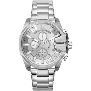 Diesel Baby Chief horloge voor heren, chronograaf uurwerk met siliconen, roestvrij staal of lederen band, Zilvertint, armband