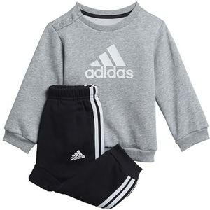 adidas H28835 Joggingbroek met I BOS-logo, bovenstuk: middengrijs gemêleerd/wit, onderkant: zwart/wit, 3-4 jaar