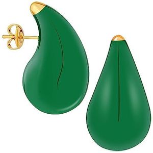 2 waterdruppel-oorbellen, koper, open, hol, creolen, druppelvorm, voor vrouwen en meisjes, leer, kwartsiet