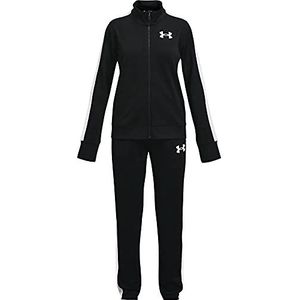 Under Armour Knit Track Suit Surv Sportset voor meisjes, zeer praktische en comfortabele sportset voor meisjes, zwart/wit, XL EU