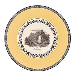 Villeroy & Boch Audun Chasse Broodbord van hoogwaardig porselein, wit/grijs/geel, 16 cm