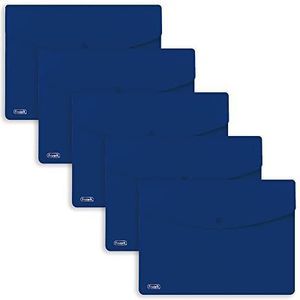 Favorit 5 enveloppen met sprint-knop, A4, polypropyleen, mat, blauw