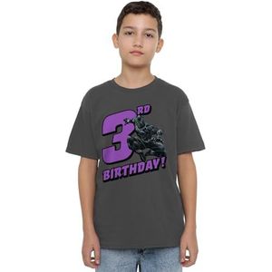 Mandarin Creative Ltd Black Panther Birthday 3 uniseks T-shirt voor kinderen, antracietgrijs, 3-4 jaar, houtskool, 3-4 jaar, Houtskool, 3-4 jaar