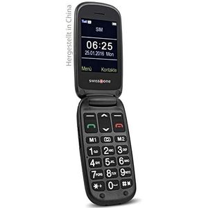 swisstone BBM 625 GSM mobiele telefoon (6 cm (2,4 inch) kleurendisplay en extra buitendisplay met grote camera/Bluetooth, noodoproepknop en micro SD) rood