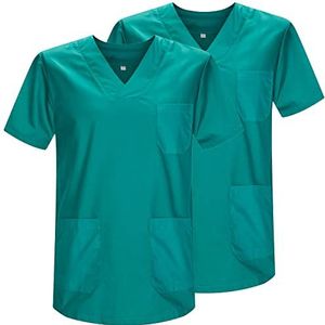 Misemiya - 2 stuks – werkkleding unisex kraag PIC korte mouwen uniform ziekenhuis – Ref.817, Groen 21